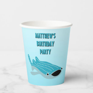 Blue Cartoon Whale Shark Personalised Paper Cups
