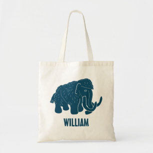 Blue Cartoon Woolly Mammoth Personalised Tote Bag