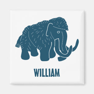 Blue Cartoon Woolly Mammoth Personalized Magnet