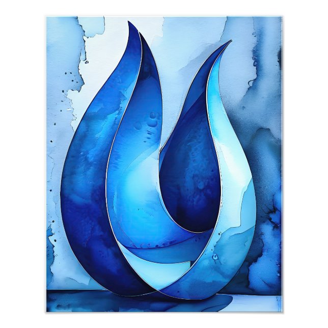 Blue Cascade Abstract Photo Print (Front)