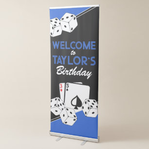 Blue Casino Poker Card Party Welcome Banner