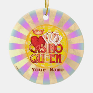 Blue Casino Queen Ceramic Tree Decoration