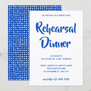 Blue Casual Script Rehearsal Dinner Invitation