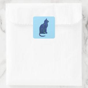 Blue Cat Art Sticker