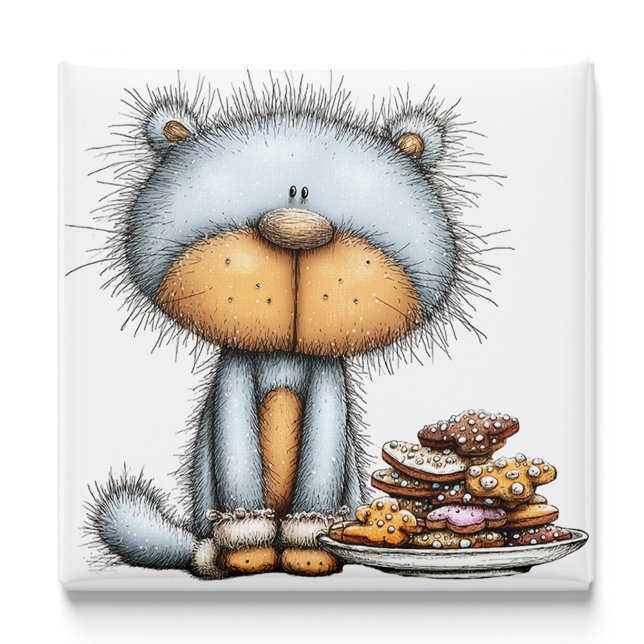 Blue Cat Cookies Christmas Magnet (Blue Cat Cookies Christmas Magnet by PiggyPrint Stickers.)