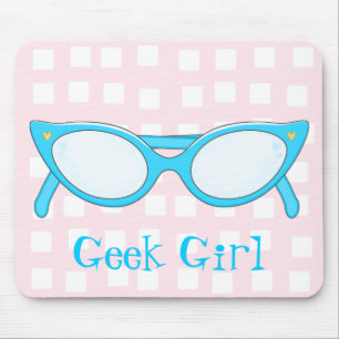Blue Cat Eye Glasses Mouse Mat