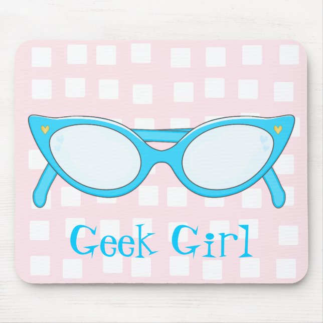 Blue Cat Eye Glasses Mouse Mat (Front)