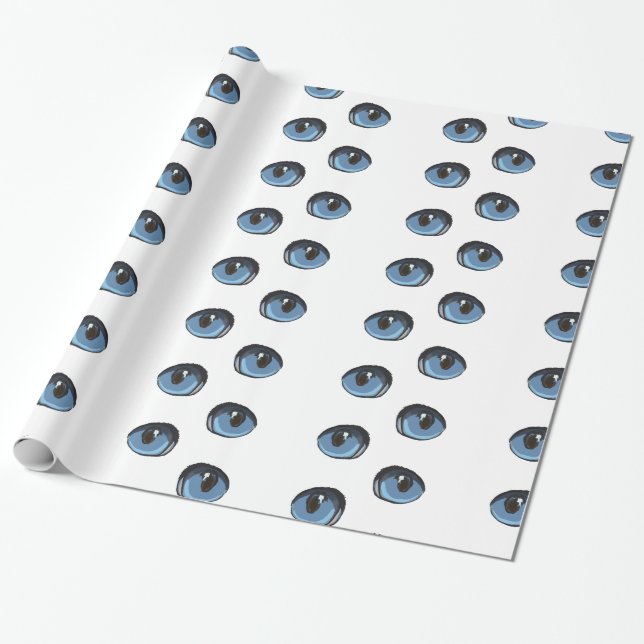 Blue Cat Eye Pattern Wrapping Paper (Unrolled)