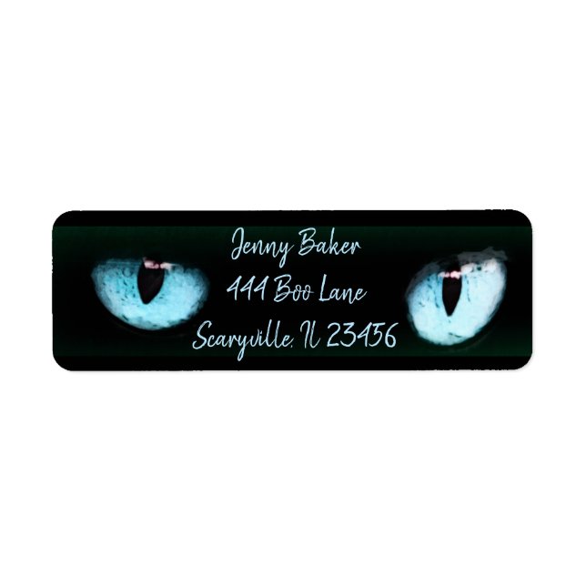 Blue Cat Eyes Halloween Spooky Black (Front)