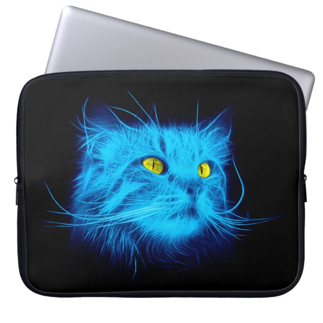 Blue Cat Face Laptop Sleeve (Front)