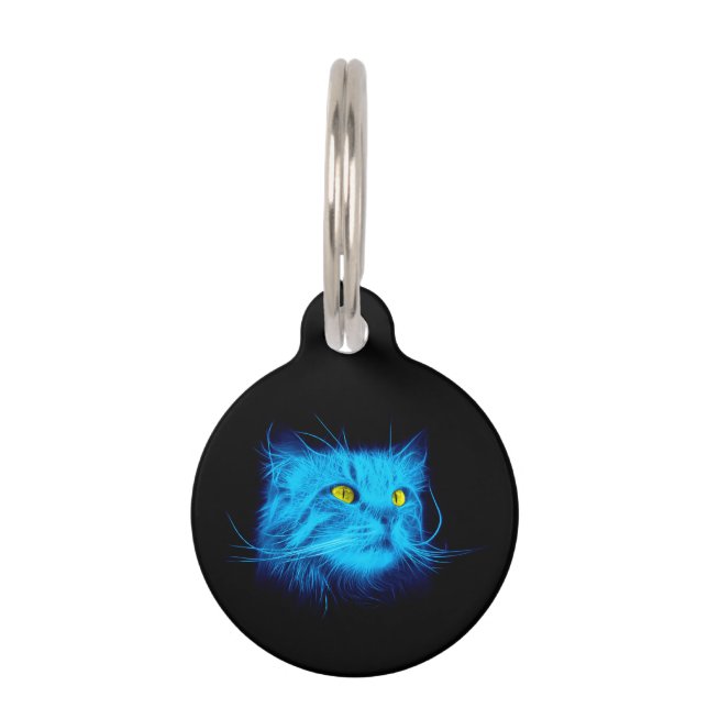 Blue Cat Face Pet Tag (Front)