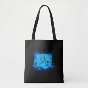 Blue Cat Face Tote Bag