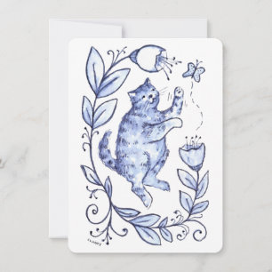 Blue Cat Greeting Card