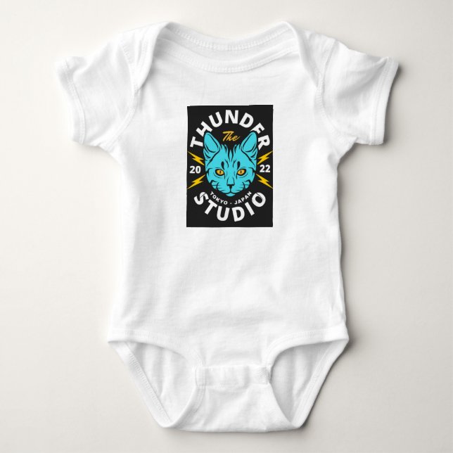 BLUE CAT LIKE TIGER  BABY BODYSUIT (Front)