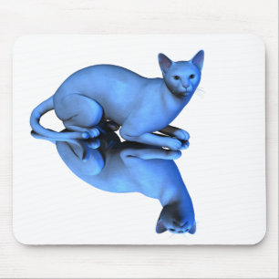 Blue Cat Mouse Mat