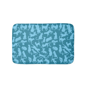 Blue Cat Pattern Bath Mat