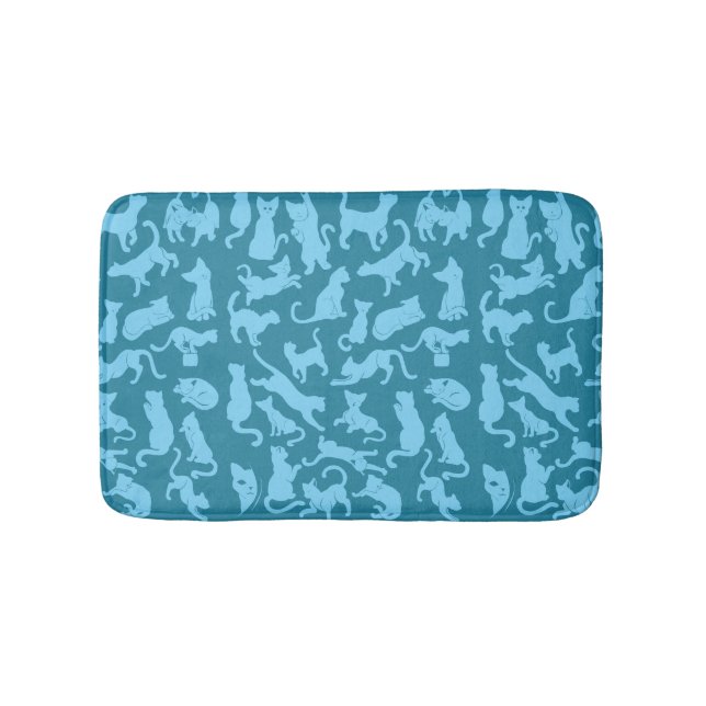 Blue Cat Pattern Bath Mat (Front)