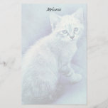 Blue Cat Stationery<br><div class="desc">Customisable name and fonts.
Blue cat illustration.</div>