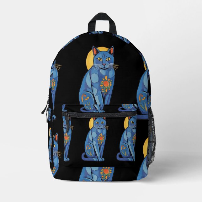 Blue Cat Tattoo Print Cut Sew Bag (Front)