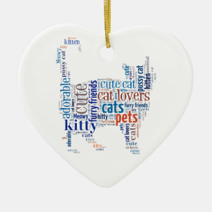 Blue Cat text design Ceramic Tree Decoration