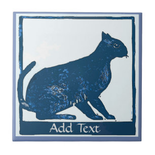 Blue Cat Tile,add text Tile