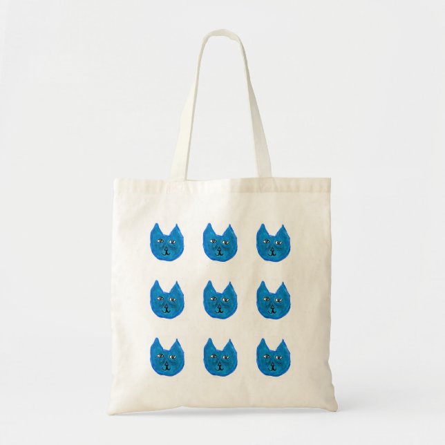 Blue cat tote bag (Front)