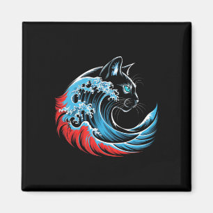 Blue Cat Wave For Kamala 47 Funny Cat Ladies 2024  Magnet
