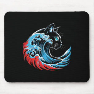 Blue Cat Wave For Kamala 47 Funny Cat Ladies 2024 Mouse Mat