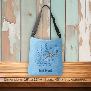 Blue Cat with Violin Crossbody Bag