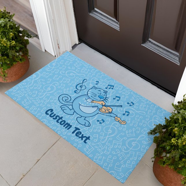 Blue Cat with Violin Doormat (Creator Uploaded)