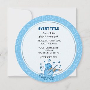 Blue Cat with Violin Invitation
