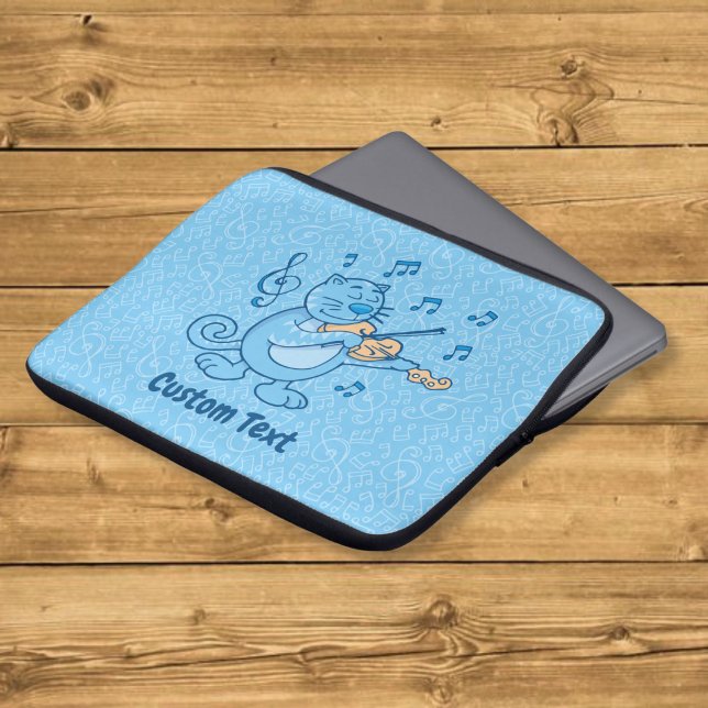 Blue Cat with Violin Laptop Sleeve (Creator Uploaded)