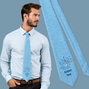 Blue Cat with Violin Neck Tie