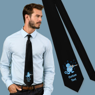 Blue Cat with Violin Neck Tie
