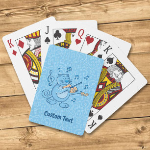 Blue Cat with Violin Playing Cards
