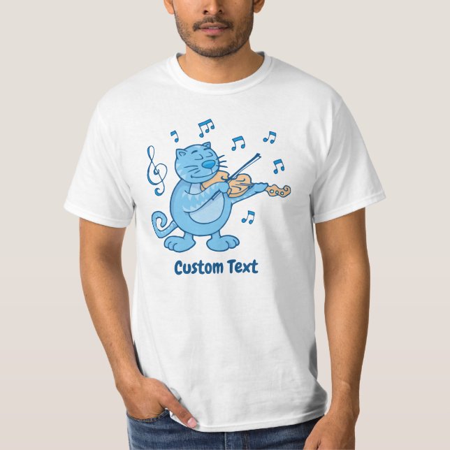 Blue Cat with Violin T-Shirt (Front)