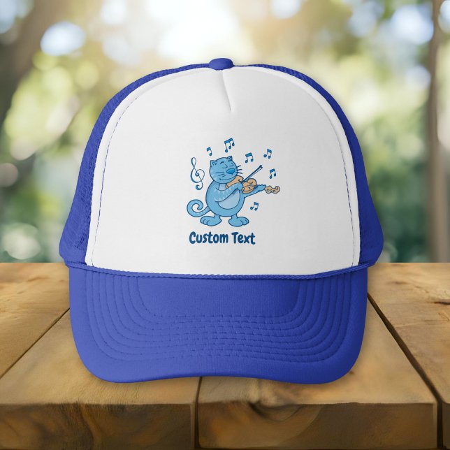 Blue Cat with Violin Trucker Hat (Creator Uploaded)
