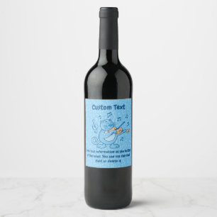 Blue Cat with Violin Wine Label