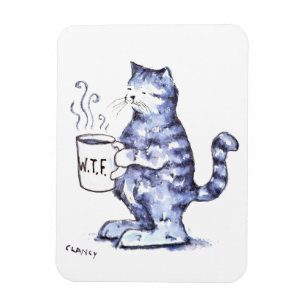Blue Cat with WTF cup Magnet