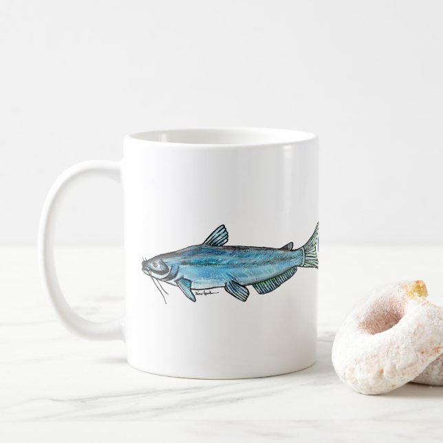 Blue catfish coffee mug (With Donut)