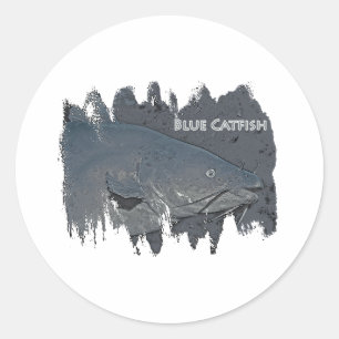 Blue Catfish Logo Classic Round Sticker