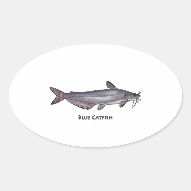 Blue Catfish Logo Oval Sticker (Front)