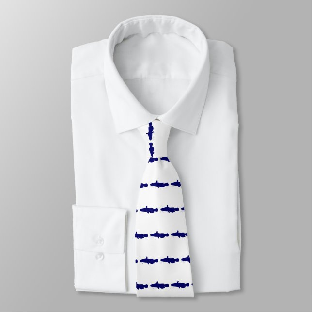 Blue Catfish Stripe Tie (Tied)