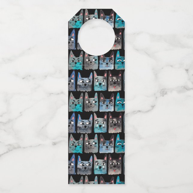 Blue cats bottle tag (Front)