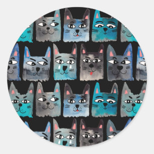 Blue cats classic round sticker
