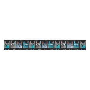 Blue cats grosgrain ribbon