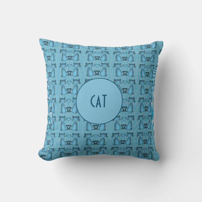 Blue Cats Hypnotic Stripe Pattern withCustom Spot  Cushion (Front)