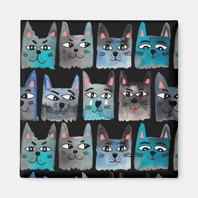 Blue cats magnet (Front)