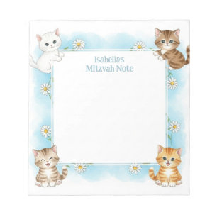Blue Cats Personalized Mitzvah Notes Notepad