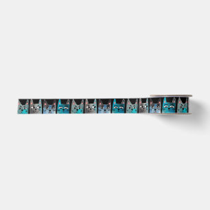 Blue cats satin ribbon